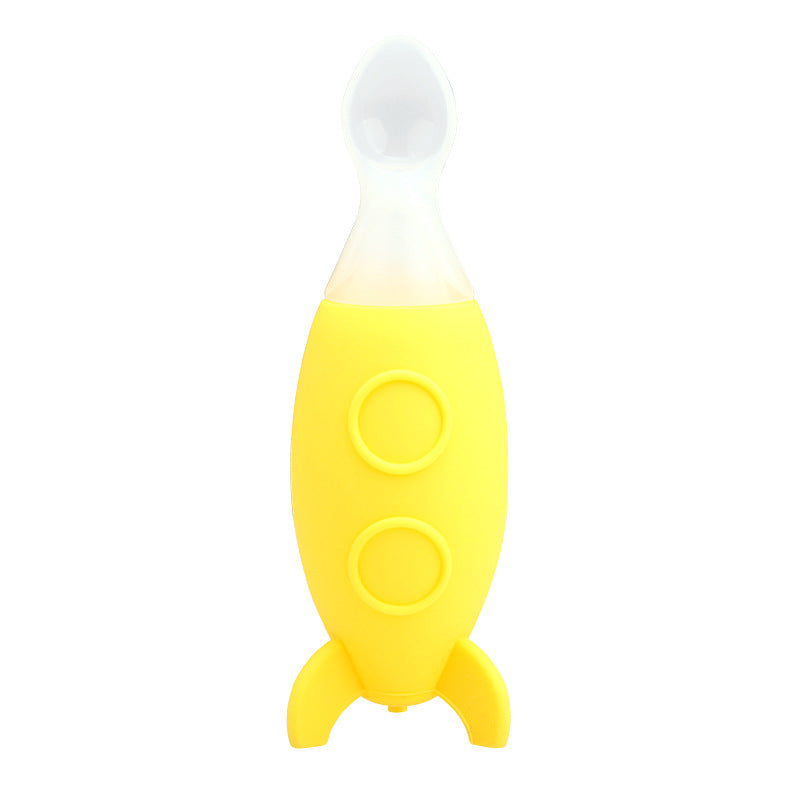 Creative Small Rocket Squeeze Silicone Feeding Spoon Baby Food Supplement Feeding Bottle