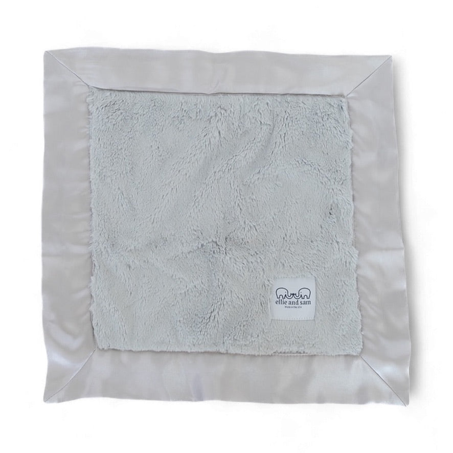Luxury Baby Lovey with Satin Trim in Luxe Plush, Silver
