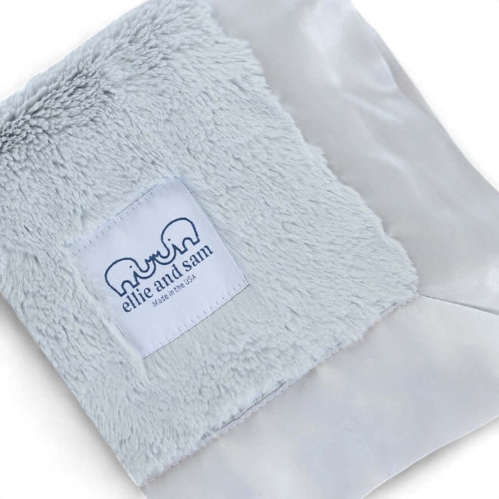 Luxury Baby Lovey with Satin Trim in Luxe Plush, Silver
