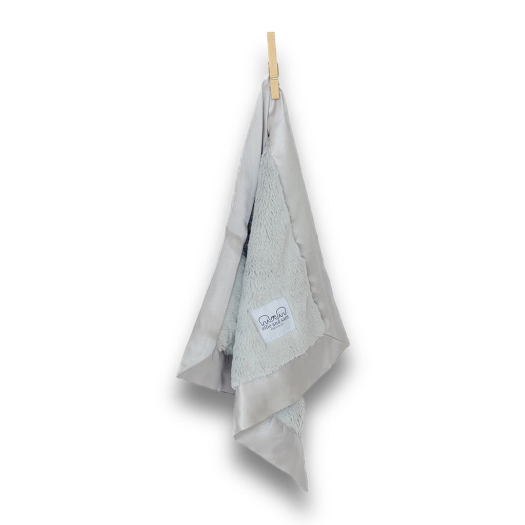 Luxury Baby Lovey with Satin Trim in Luxe Plush, Silver