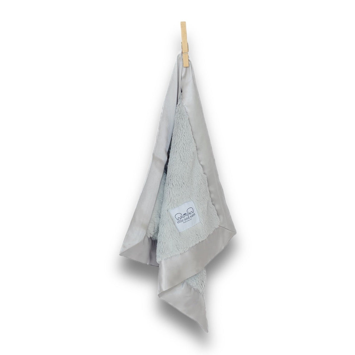 Luxury Baby Lovey with Satin Trim in Luxe Plush, Silver