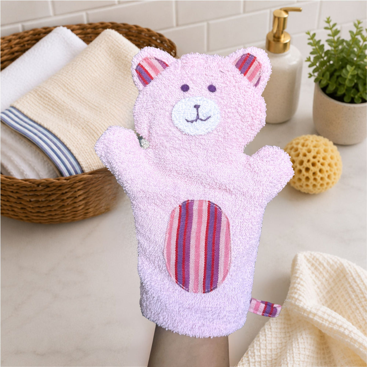 Bear Bath Mitt & Washcloth - Oakley the Bear