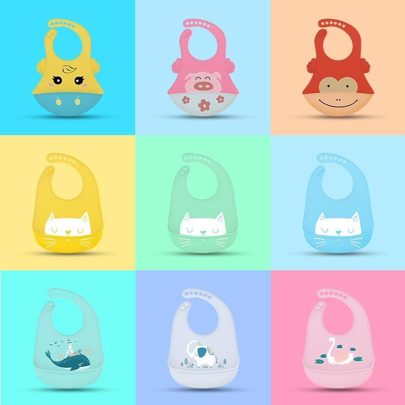 Adjustable Oil-proof  Food Grade Silicone Drool bib Soft And Comfortable Saliva Towel Lunch Baby Bib For Babies and Kids