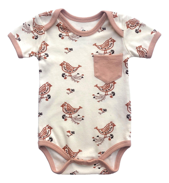 GOTS Certified Organic Cotton Short Sleeve Bodysuit - Celadon Quail