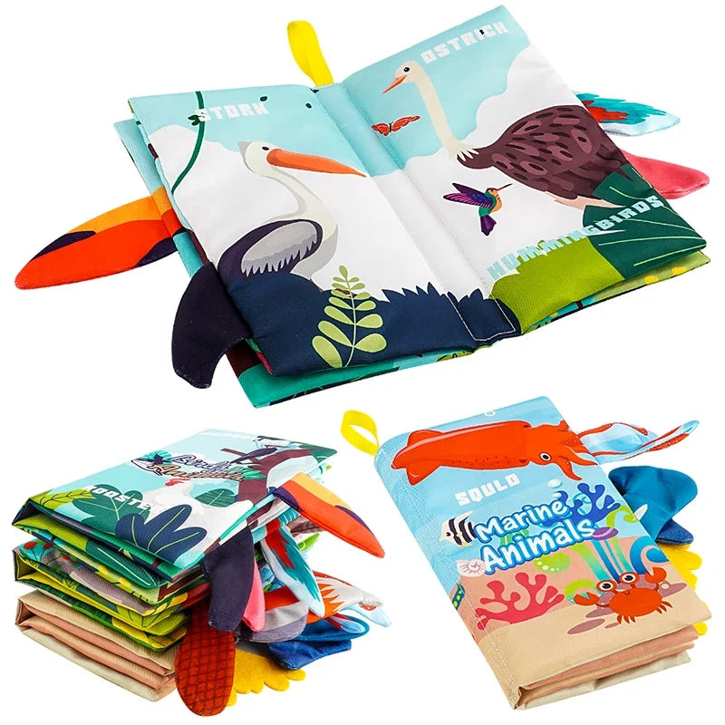 Baby Books Toys - 3PCS Touch and Feel Cloth Crinkle Soft Books for 0-6 Months, Toys for Infant Newborn (0-18 Months)