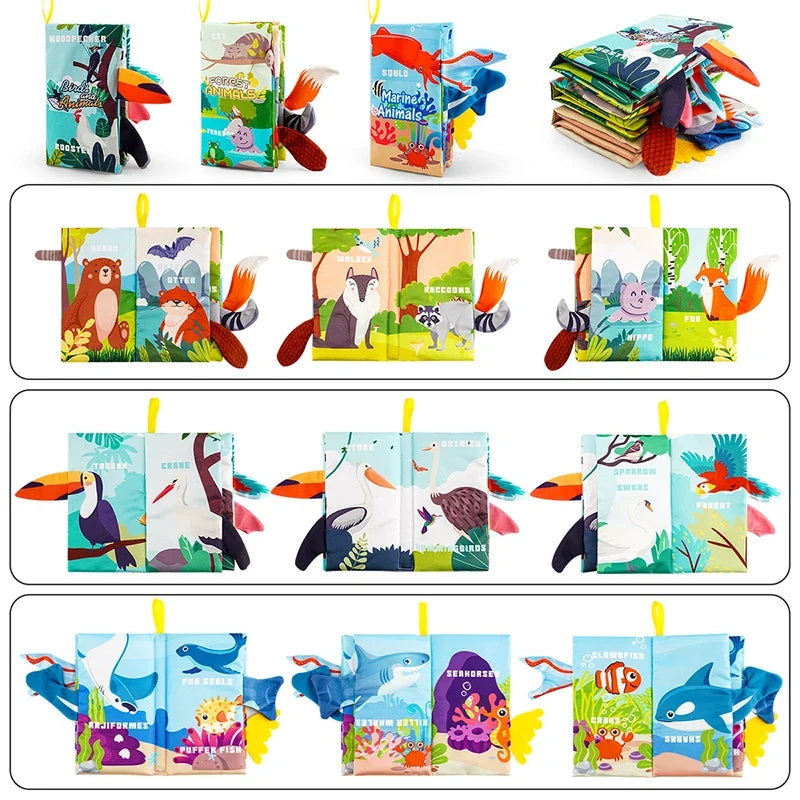 Baby Books Toys - 3PCS Touch and Feel Cloth Crinkle Soft Books for 0-6 Months, Toys for Infant Newborn (0-18 Months)