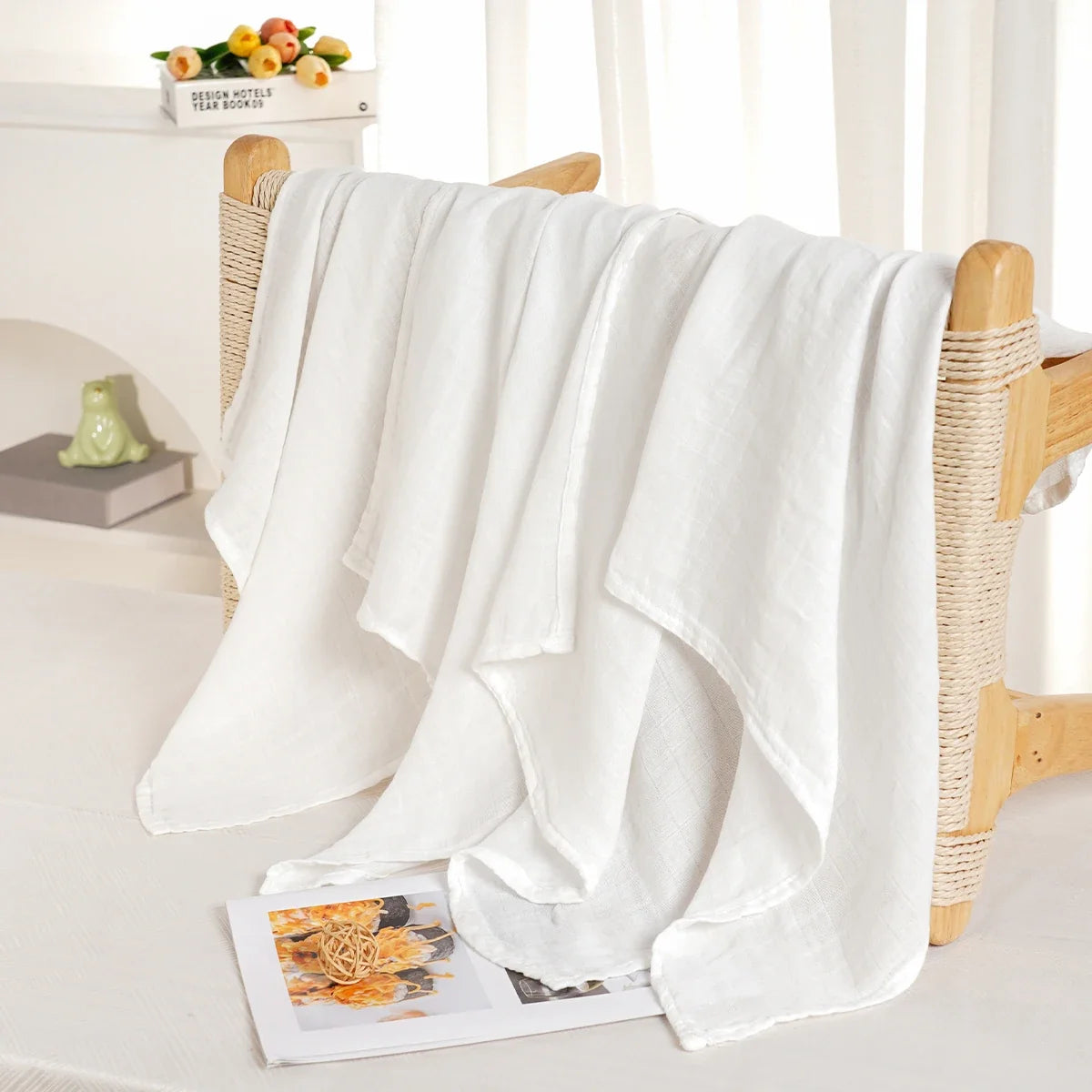 Elinfant 4-Piece Set – Soft Muslin Baby Burp Cloths & Drool Bibs, 60x60cm Comfortable Baby Scarf Blanket