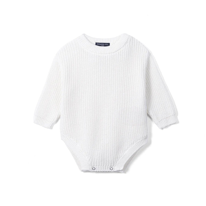 Classic Chunky Knit Baby Romper in White