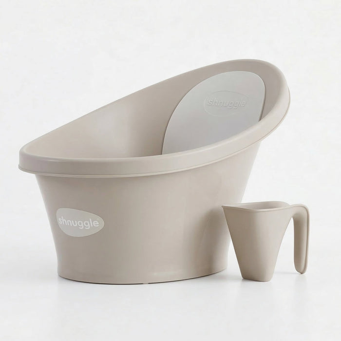 Newborn Bath Essentials Bundle | Baby Bath with Support Bump, Soft Backrest & Rinse Jug | Safe & Stylish Bathtime Set