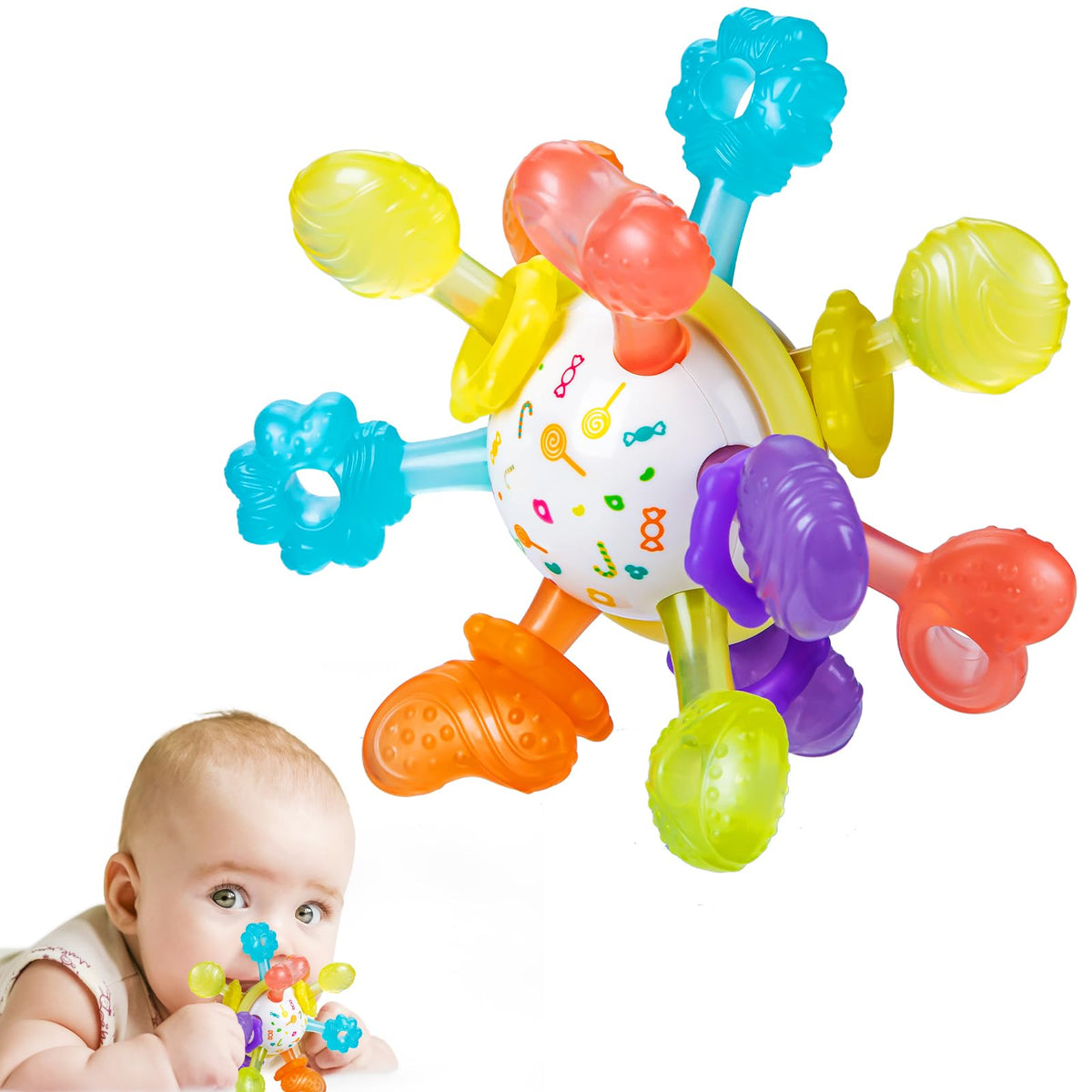 Baby Montessori Sensory Toys for 0-6 6-12 Months, Baby Teether Teething Toys for Babies 0 3 6 9 12 18 Months, Newborn Infant Learning Developmental Toys Gifts for 1 2 Year Old Boys Girls