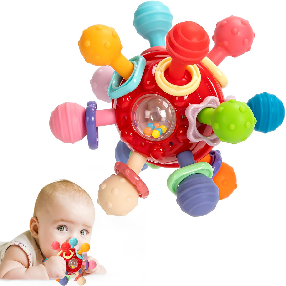 Baby Montessori Sensory Toys for 0-6 6-12 Months, Baby Teether Teething Toys for Babies 0 3 6 9 12 18 Months, Newborn Infant Learning Developmental Toys Gifts for 1 2 Year Old Boys Girls