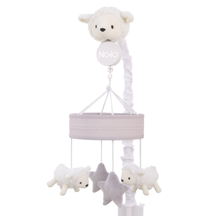 Plush Sheep Ivory and Gray Stars and Sheep Musical Mobile