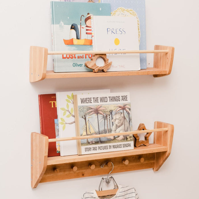 Nursery Wall Shelf with Hooks (B2B)